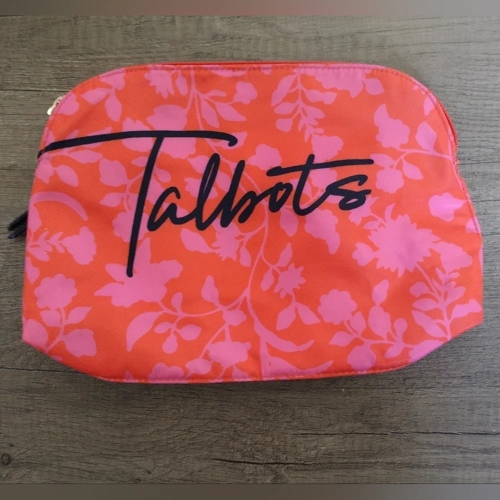 Talbots Orange Pink Florals Makeup bag NWOT